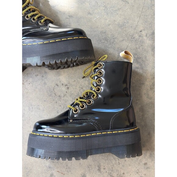 Dr. Martens JADON MAX Platform Combat Boots Vegan Black Oxford Women's US 6 - Picture 2 of 10